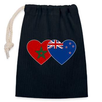 Marokko Neuseeland Flagge Herz - Verschließbarer Geschenkbeutel aus Baumwolle (14x20cm) - Navy - Vorne