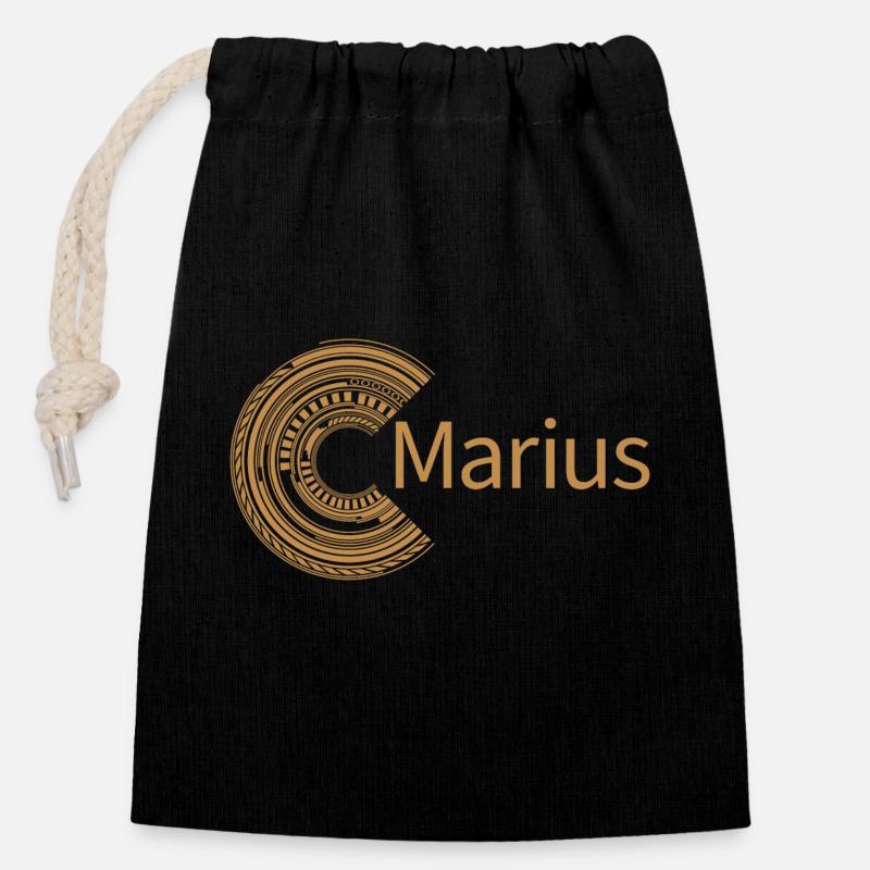 Pour Marius - Sac cadeau en coton avec cordon (14 x 20 cm) - noir
