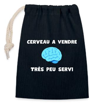 Cerveau à vendre très peu servi - Sac cadeau en coton avec cordon (14 x 20 cm) - bleu marine - Devant