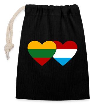 Lithuania Luxembourg Flag Heart - Closable cotton gift bag (14x20cm) - black - Front