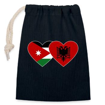 Jordanie Albanie Flag Coeur - Sac cadeau en coton avec cordon (14 x 20 cm) - bleu marine - Devant