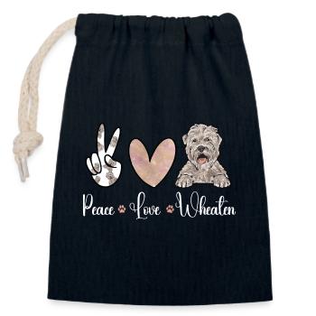 Irish Soft Coated Wheaten Terrier - Closable cotton gift bag (14x20cm) - navy - Front