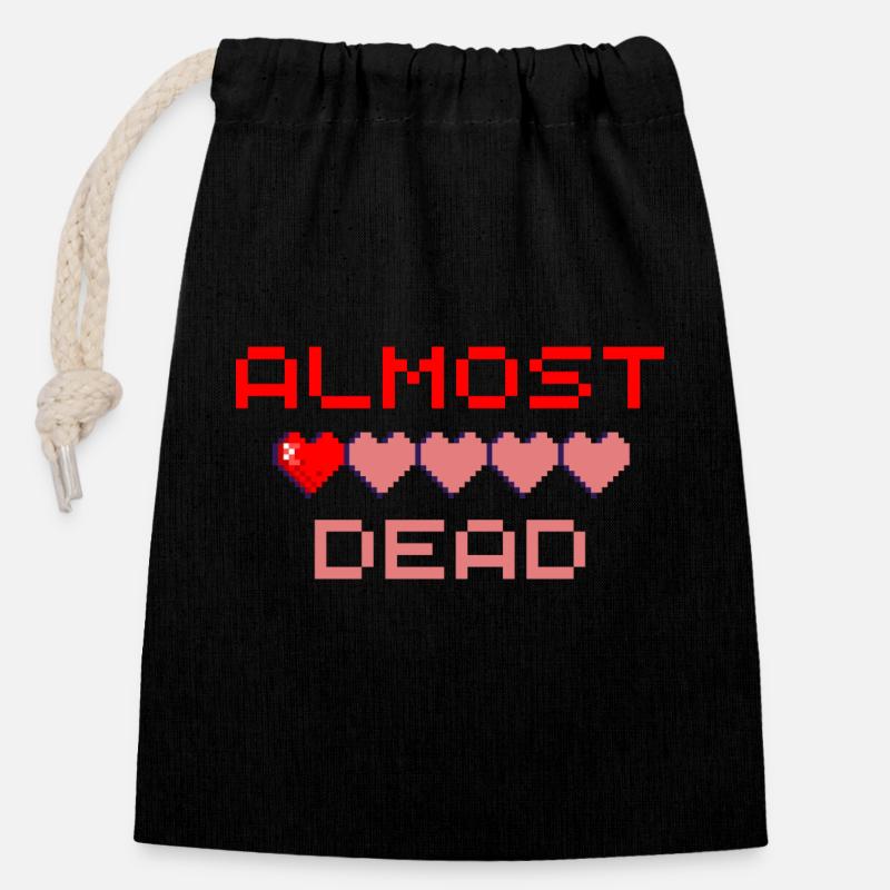 Presque mort - Sac cadeau en coton avec cordon (14 x 20 cm) - noir