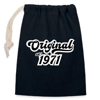 1971 Birthday - Closable cotton gift bag (14x20cm) - navy - Front
