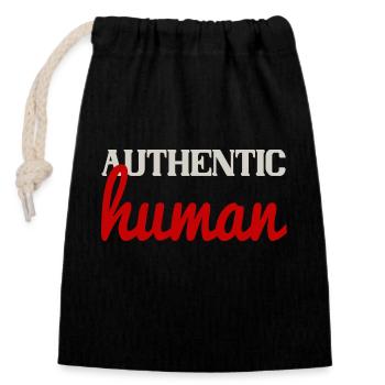 Authentic Human - Closable cotton gift bag (14x20cm) - black - Front