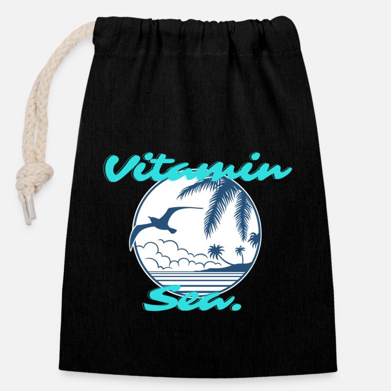 Vitamin Sea - Verschließbarer Geschenkbeutel aus Baumwolle (14x20cm) - Schwarz