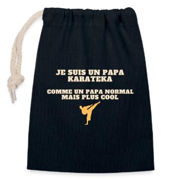 papa karateka - Sac cadeau en coton avec cordon (14 x 20 cm) - bleu marine - Devant