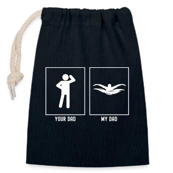 Your Father - My Father - Swimming - Closable cotton gift bag (14x20cm) - navy - Front