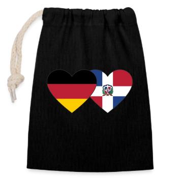 Allemagne République dominicaine - Sac cadeau en coton avec cordon (14 x 20 cm) - noir - Devant