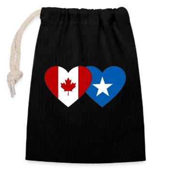 Kanada Somalia Flagge Herz - Verschließbarer Geschenkbeutel aus Baumwolle (14x20cm) - Schwarz - Vorne
