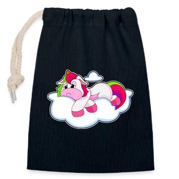 Nuages de licorne - Sac cadeau en coton avec cordon (14 x 20 cm) - bleu marine - Devant