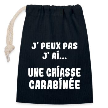 J'peux pas j'ai une Chiasse carabinée - Sac cadeau en coton avec cordon (14 x 20 cm) - bleu marine - Devant
