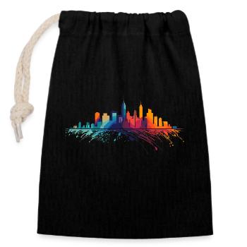 Ligne d’horizon colorée - Sac cadeau en coton avec cordon (14 x 20 cm) - noir - Devant