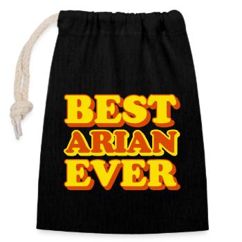 Arian First Name Funny Gift - Closable cotton gift bag (14x20cm) - black - Front
