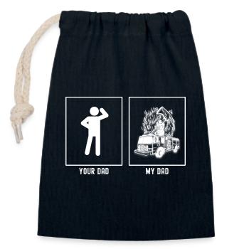 Your Father - My Father - Fire Brigade Design - Closable cotton gift bag (14x20cm) - navy - Front