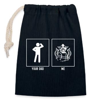 Votre père - I - pompier professionnel - Sac cadeau en coton avec cordon (14 x 20 cm) - bleu marine - Devant