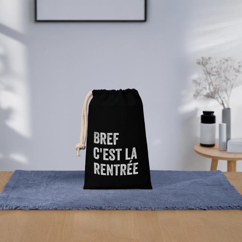 Bref, C'Est La Rentrée 📚✏️ Sac cadeau en coton avec cordon (14 x 20 cm)