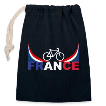France - Sac cadeau en coton avec cordon (14 x 20 cm) - bleu marine - Devant