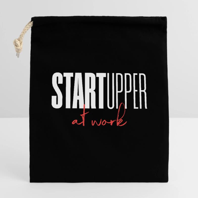 Startupper Startup at work Closable cotton gift bag (14x20cm)