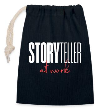 Storyteller at work - Verschließbarer Geschenkbeutel aus Baumwolle (14x20cm) - Navy - Vorne