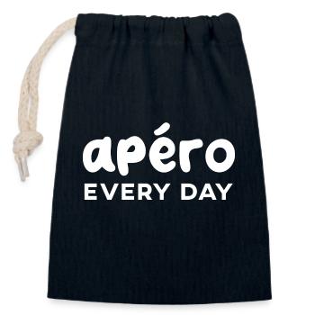 Apéro alcool humour - Sac cadeau en coton avec cordon (14 x 20 cm) - bleu marine - Devant
