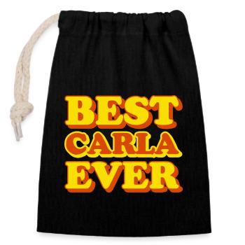 Carla First Name Funny Gift - Closable cotton gift bag (14x20cm) - black - Front