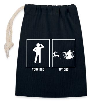 Ton père - Mon père - Chasse au chevreuil - Sac cadeau en coton avec cordon (14 x 20 cm) - bleu marine - Devant