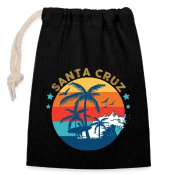 California Surfing Santa Cruz - Closable cotton gift bag (14x20cm) - black - Front