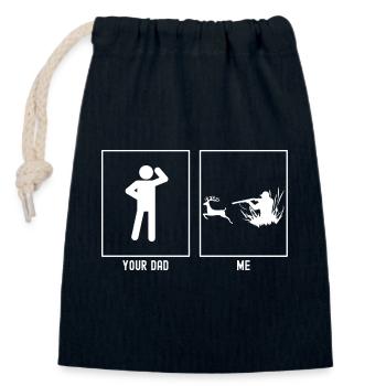 Votre père - I - Chasse au cerf - Sac cadeau en coton avec cordon (14 x 20 cm) - bleu marine - Devant