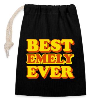 Emely First Name Funny Gift - Closable cotton gift bag (14x20cm) - black - Front