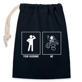 Ihr Ehemann - Ich - Astronomie Cartoon - Verschließbarer Geschenkbeutel aus Baumwolle (14x20cm) - Navy - Vorne