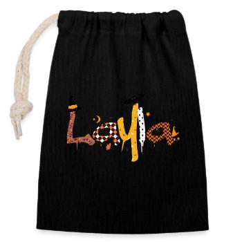 Für Layla Halloween - Verschließbarer Geschenkbeutel aus Baumwolle (14x20cm) - Schwarz - Vorne