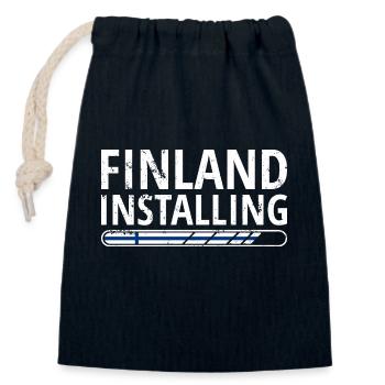 Finnland Flagge Suomi Finnische Fahne Used Look - Verschließbarer Geschenkbeutel aus Baumwolle (14x20cm) - Navy - Vorne