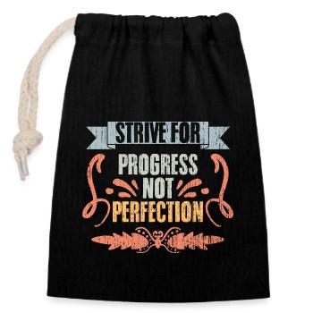 Strive For Progress Not Perfection Vintage - Verschließbarer Geschenkbeutel aus Baumwolle (14x20cm) - Schwarz - Vorne