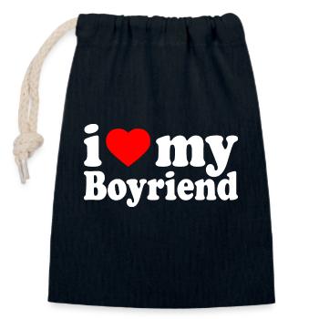I love my boyfriend - Closable cotton gift bag (14x20cm) - navy - Front
