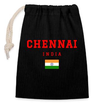 Chennai Indien - Verschließbarer Geschenkbeutel aus Baumwolle (14x20cm) - Schwarz - Vorne