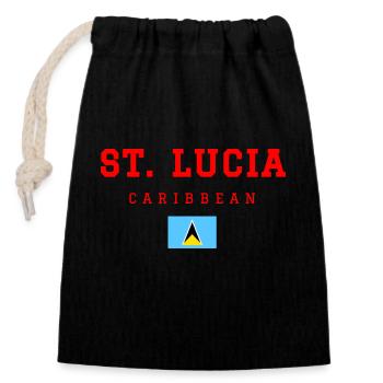 Saint Lucia - Closable cotton gift bag (14x20cm) - black - Front