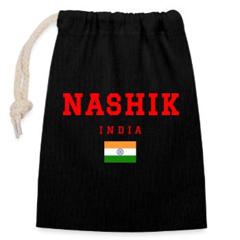 Nashik Indien - Verschließbarer Geschenkbeutel aus Baumwolle (14x20cm) - Schwarz - Vorne