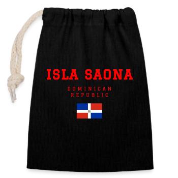 Isla Saona Dominican Republic - Closable cotton gift bag (14x20cm) - black - Front