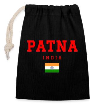 Patna Indien - Verschließbarer Geschenkbeutel aus Baumwolle (14x20cm) - Schwarz - Vorne