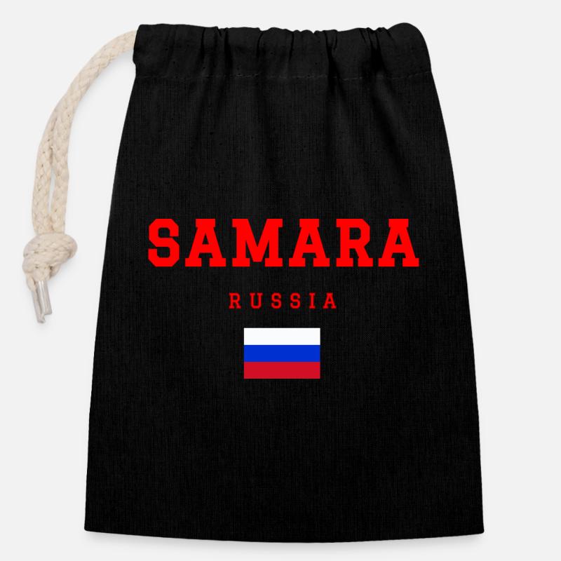 Samara, Russie - Sac cadeau en coton avec cordon (14 x 20 cm) - noir