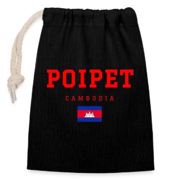 Poipet, Cambodia - Closable cotton gift bag (14x20cm) - black - Front