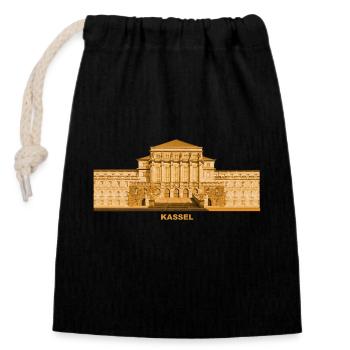 Kassel Rathaus Hessen - Verschließbarer Geschenkbeutel aus Baumwolle (14x20cm) - Schwarz - Vorne