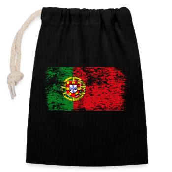 Portugal Flag Used Look Portuguese Flag - Closable cotton gift bag (14x20cm) - black - Front