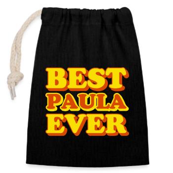 Paula First Name Funny Gift - Closable cotton gift bag (14x20cm) - black - Front