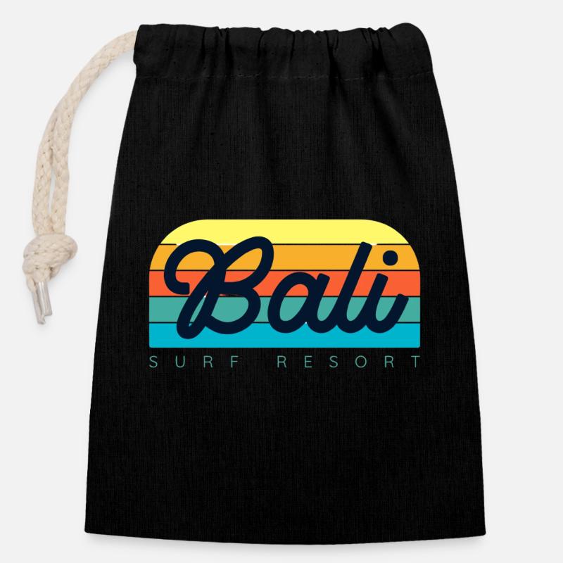 Bali - Sac cadeau en coton avec cordon (14 x 20 cm) - noir