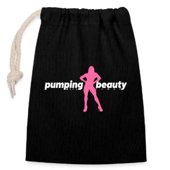 pumping beauty pink und weiss - Verschließbarer Geschenkbeutel aus Baumwolle (14x20cm) - Schwarz - Vorne
