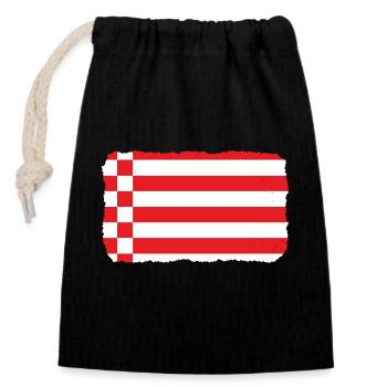 Bremen Flagge Bremer Fahne - Verschließbarer Geschenkbeutel aus Baumwolle (14x20cm) - Schwarz - Vorne