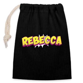 Rebecca Nom personnalisé Style bande dessinée Pop Art, - Sac cadeau en coton avec cordon (14 x 20 cm) - noir - Devant