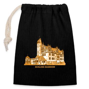 Château de Basedow Mecklembourg-Poméranie-Occidentale Malchin - Sac cadeau en coton avec cordon (14 x 20 cm) - noir - Devant